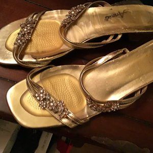 Annie Brand Gold Embellished Sandals, size 12 Medium